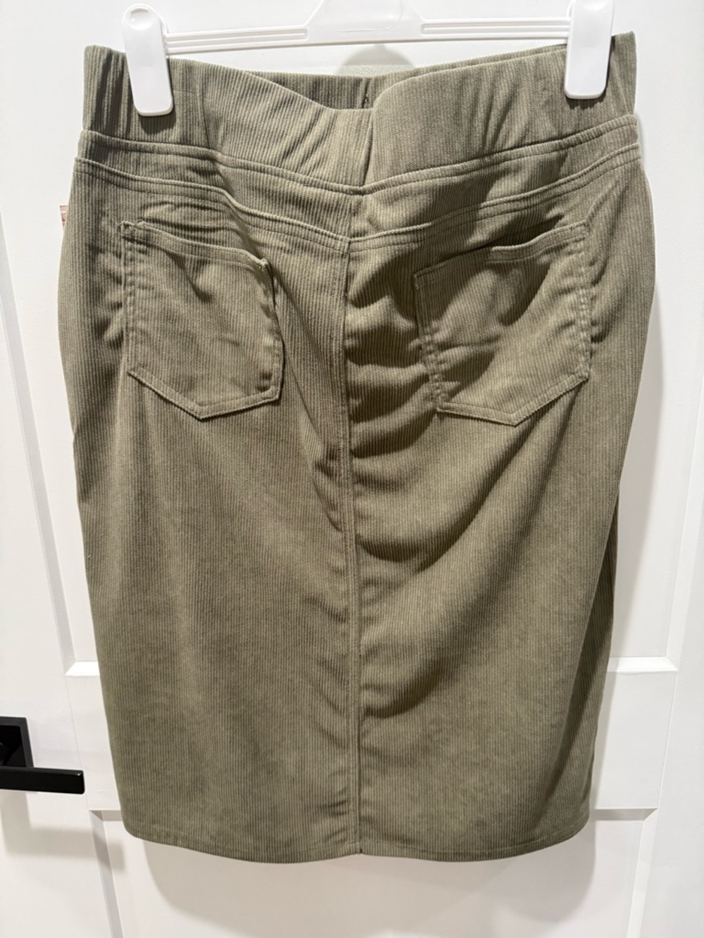 BE Girl Moss Olive Green Women's Corduroy pencil Skirt elastic waist size Xl - Picture 3 of 6
